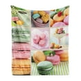 thumbnail image 1 of Colorful Soft Flannel Fleece Throw Blanket, Traditional French Desert Macaroons Themed Collage with Coffee Gourmet Print, Cozy Plush for Indoor and Outdoor Use, 60" x 80", Multicolor, by Ambesonne, 1 of 5