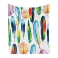 thumbnail image 1 of Colorful Soft Flannel Fleece Throw Blanket, Watercolor Feathers Hand Drawn Pattern Birds Animals Theme Illustration, Cozy Plush for Indoor and Outdoor Use, 60" x 80", Multicolor, by Ambesonne, 1 of 5