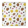thumbnail image 1 of Colorful Softball and Fashion Icons Pattern Square Fitted Tablecloth with Elastic Edge,Square Table Cover,Washable Elastic Table Cover for Home Kitchen Party Decor 34"x34", 1 of 6