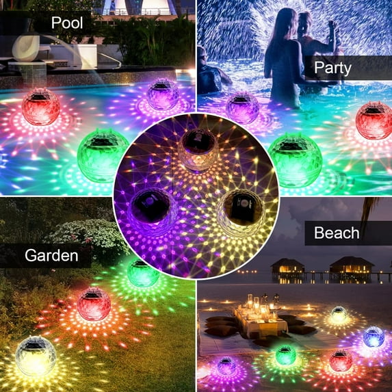 Colorful Solar Floating Pool Light, LED Pool Light with RGB Color Changing Waterproof Solar Pool Light for Night Pool, Floating or Hanging LED Glowing Pool Ball Light - (2 Pack)