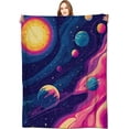 thumbnail image 1 of Colorful Solar System Blanket Cosmic Space Throw Blankets,Gifts for Kids Adult Woman Men,Lightweight Soft Fleece,Planet Star Design,for Sofa Couch Bed Room Modern Bold Decor 50x60in, 1 of 1