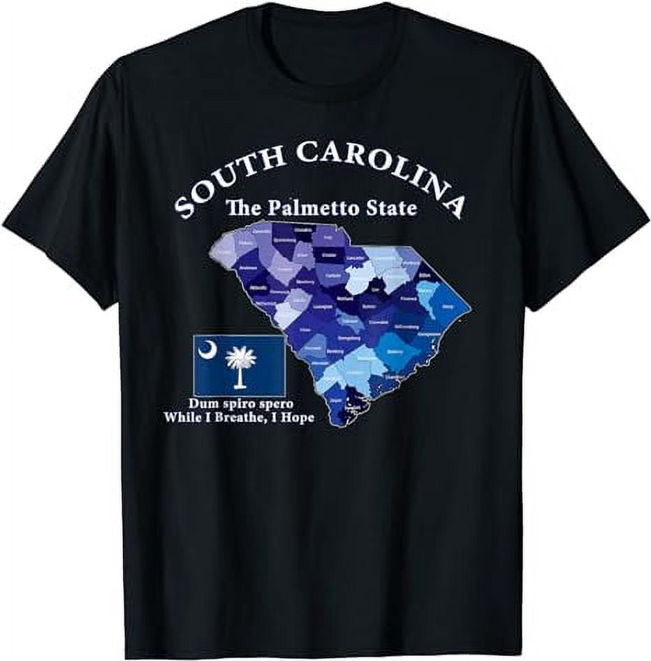 Colorful South Carolina County Map,Flag, Motto, Nickname TShirt