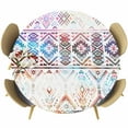 thumbnail image 1 of Colorful Southwestern Fitted Tablecloth with Elastic Edged, Round Table Cloth for Dining Table, Modern Geometric Abstract Art Waterproof Oil Proof Table Cover for Indoor Outdoor 36"-44", 1 of 9