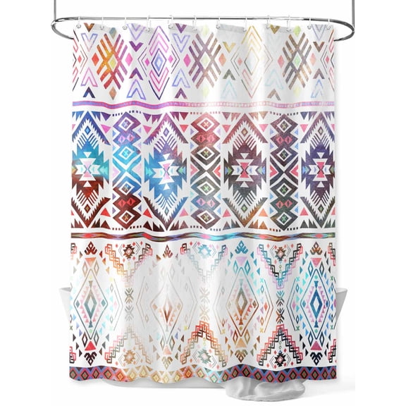 Colorful Southwestern Shower Curtain Set, Waterproof Shower Curtains for Bathroom, Modern Geometric Abstract Art Washable Fabric Cloth Bath Curtain for Bathtub Decoration with Hooks 48x72 Inches