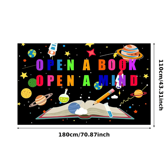 Colorful Space Banner Polyester Educational Background Decorative Astronomy for Classroom Decor Kids Room School