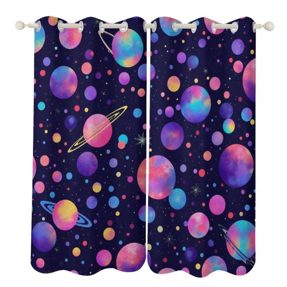 Colorful Space Galaxy Pattern Luxury Window Curtains Blinds for Living Room Kids Bedroom Bathroom Kicthen Door Home Decor 2 Panels