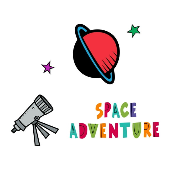 Colorful Space Nature Planets Wall ArtWall Decal Decoration Space Adventure Adventurous Space Cartoon Space Decorating Ideas for Child's Bedroom Size: 10 In(W) x 8 In(H)