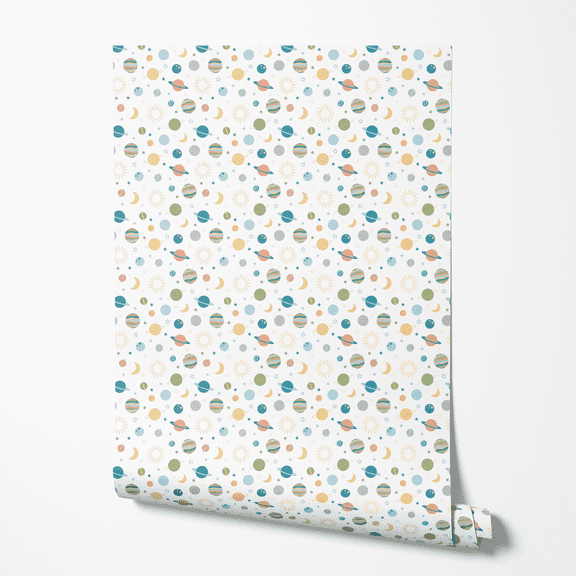 Colorful Space Planets and Stars Peel and Stick Wallpaper - Roll