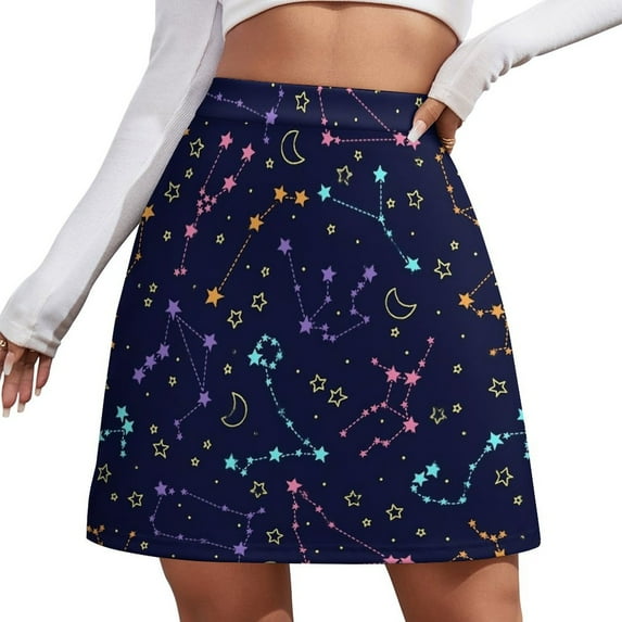 Colorful Space Print Skirt Summer Nebula Haze Street Style Casual A-line Skirts Modern Min