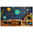 thumbnail image 1 of Colorful Space Themed Backdrop Banner with Planets Stars and Rockets for Kids Room Decor Party Supplies Photography Props and Classroom Decoration, 1 of 7