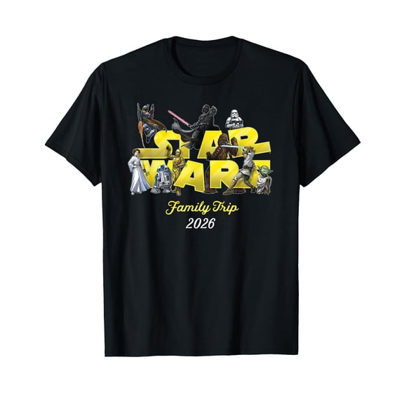 Colorful Space-Themed Characters Family Trip 2026 T-Shirt for Fun Vacation Adventures
