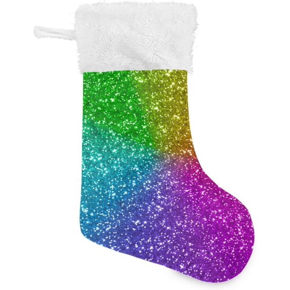 Colorful Sparkle Glitter Christmas Stockings Christmas Presonalized Large Stocking Sock, Set of 1 Xmas Party Winter Decor Candy Bag Family Holiday Gift, 17.7 Inch