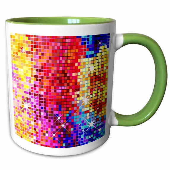 3drose, Colorful Sparkles, 11oz Two-tone Green Mug