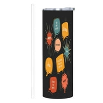 Colorful Speech Bubble Design 20 oz Stainless Steel Insulated Tumbler with Lid & Straw - Perfect for Home Office & Travel