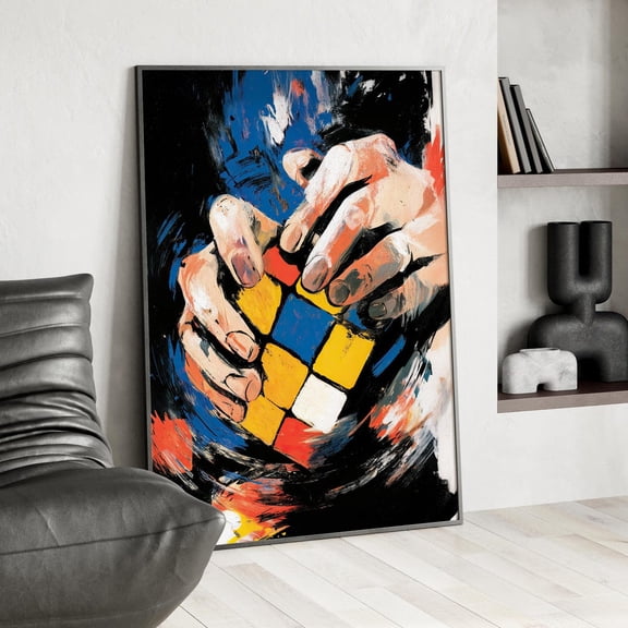 Colorful Speed Cube Motion Energetic Puzzle Illustration Abstract Urban Street Modern Graffiti, Unframed Poster