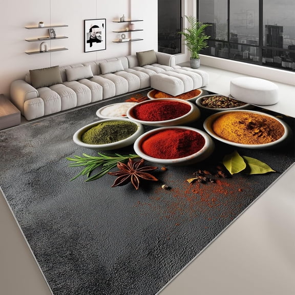 Colorful Spice Area Rugs, Art Colorful Spices Carpet, Washable Non Slip Low Pile Soft Rug for Playroom Bedroom Office Decor Mat 5x8ft