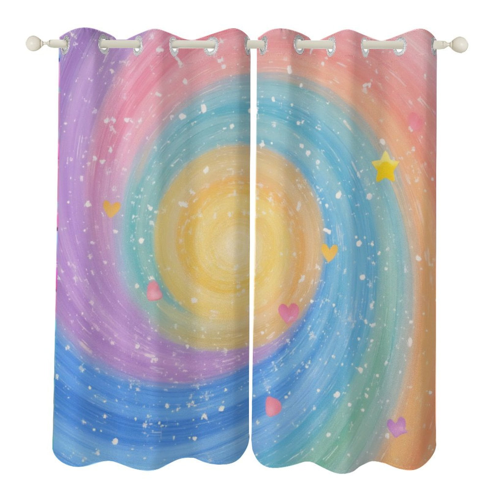 Colorful Spiral Galaxy Pattern 2 Panels 3D Printing Pattern Curtain for ...