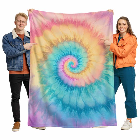 Colorful Spiral Shape Flannel Blanket for Bed,Travel and Camping, Abstract Watercolor Art Super Soft Cozy Blanket for All Seasons 30"x40"
