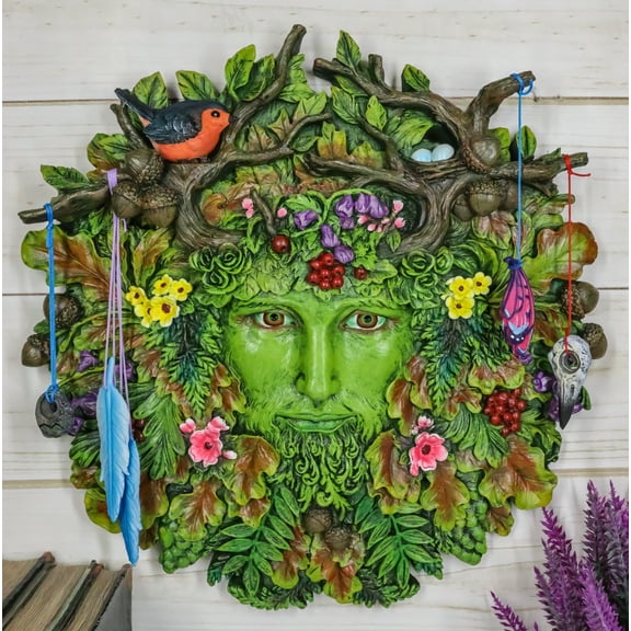 Colorful Spirit God Celtic Greenman Tree Of Life 3D Hanging Wall Decor Plaque
