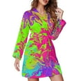 thumbnail image 1 of Colorful Splash Pajama Robe Abstract Ink Print Long Sleeve Casual Pajamas Robes Woman V Neck Cute Bathrobe Autumn Design Dress, 1 of 7