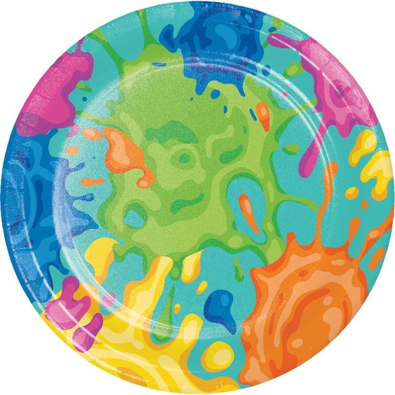 Colorful Splatter 7-inch Paper Plates 8 Per Pack