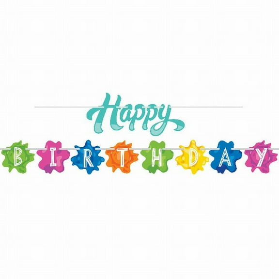 Colorful Splatter Happy Birthday Ribbon Banner Set