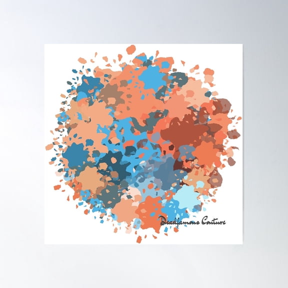 Colorful Splatter Orange And Blue Poster Wall Art, Modern Wall Decor For Living Room Bedroom, 16x16 UNFRAMED