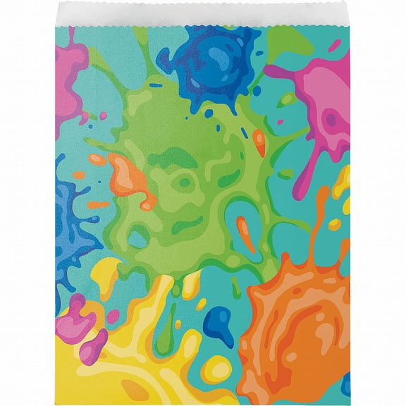 Colorful Splatter Paper Favor Bags 8 Per Pack