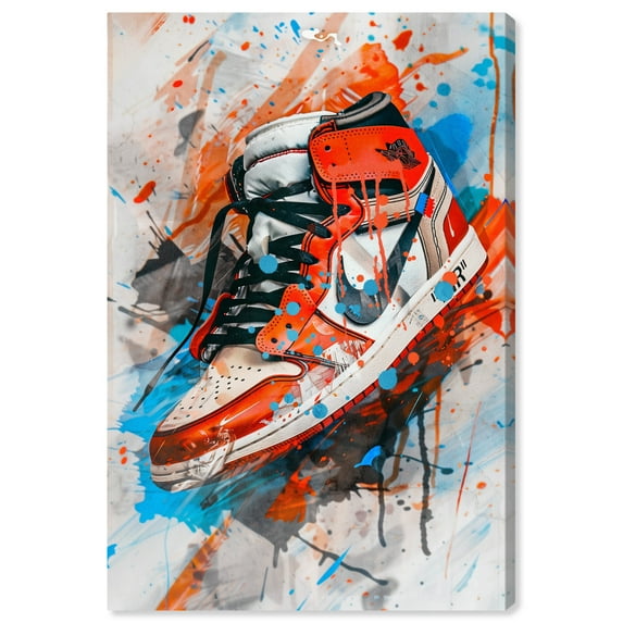 Colorful Splatter Sneaker Canvas Wall Art by Notoriart, Gallery Wrapped, 36" x 54"