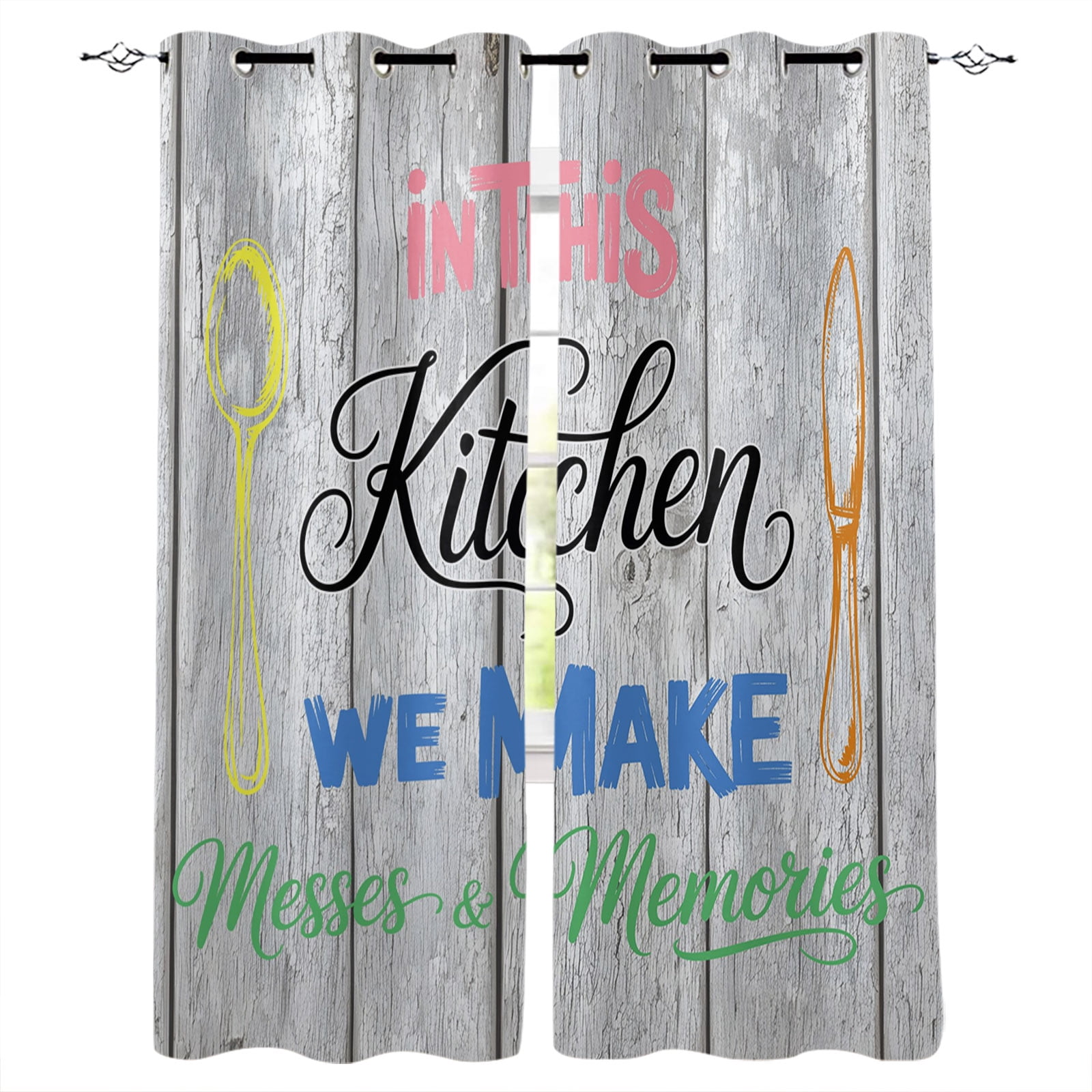 Colorful Spoon Knife Kitchen Blackout Curtains for Bedroom Living Room ...