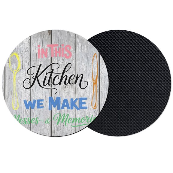 Colorful Spoon Knife Kitchen Coasters Set of 2, Absorbent Coasters for Drinks, Rustic Grey Wooden Coaster for Desk Coffee Table Protection, Home Decor House Warming Gifts 4"