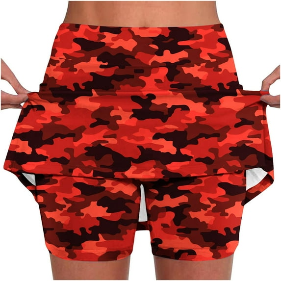 Colorful Sport Athletic Brunch Running Shorts for Women Fall Winter Long Camo High Leg Warm Camouflage Straight Leg Skorts Pants Shorts Womens 2025 Clothing Fashion XXL