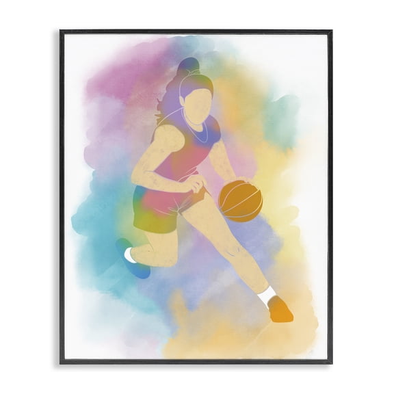 Stupell Industries Colorful Sports Basketball Black Framed Giclee Art, design by Marcus Prime, 14 x 11
