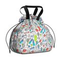 thumbnail image 1 of Colorful Sports Items Pattern Drawstring Lunch Bag Women - Drawstring Lunch Bag Insulated for Work Office - Stain-Resistant Large Lunchbags for Women with Multi-Pockets, 1 of 6