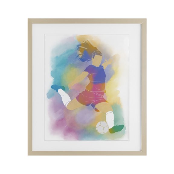 Stupell Industries Colorful Sports Soccer Birch Framed Print Under Glass, design by Marcus Prime, 21 x 17