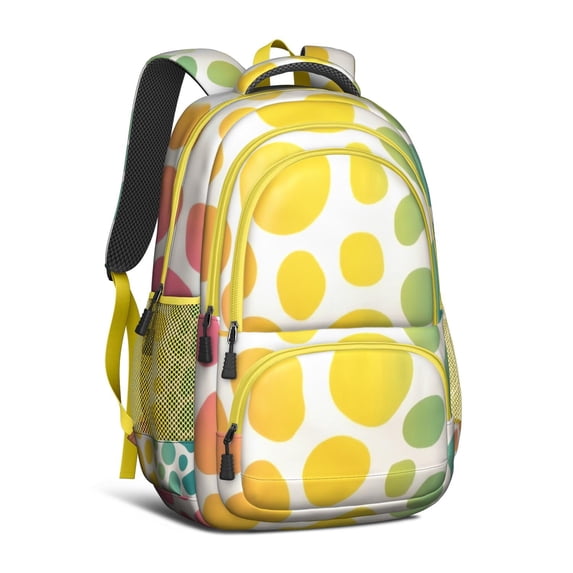 Colorful Spots Pattern Backpack for School,Cute School Bag,Schoolbag with Adjustable Shoulder Straps & Padded Back,16.9 Inch