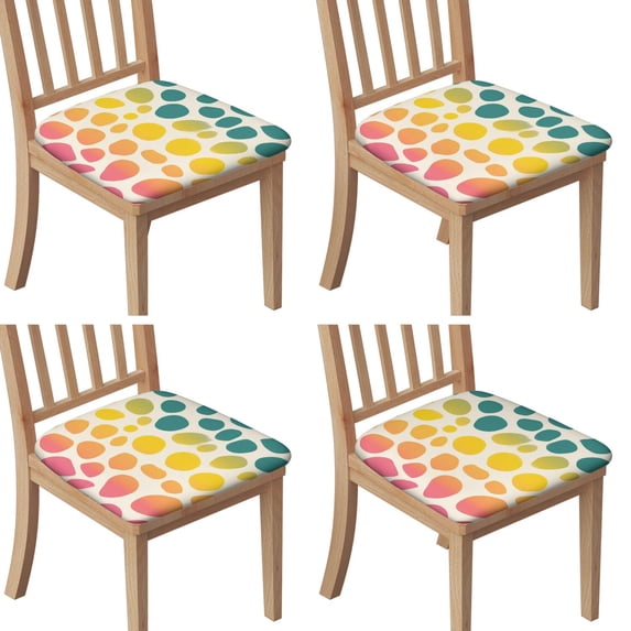 Colorful Spots Pattern Seat Covers for Dining Room Chairs Set Of 4,Stretch Printed Washable Chair Seat Cover with Elastic Ties and Button,Removable Waterproof Couch Cushion Covers