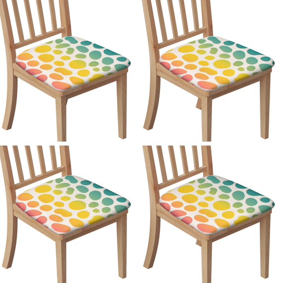 Colorful Spots Pattern Seat Covers for Dining Room Chairs Set Of 4,Stretch Printed Washable Chair Seat Cover with Elastic Ties and Button,Removable Waterproof Couch Cushion Covers