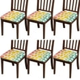 thumbnail image 1 of Colorful Spots Pattern Seat Covers for Dining Room Chairs Set Of 6,Stretch Printed Washable Chair Seat Cover with Elastic Ties and Button,Removable Waterproof Couch Cushion Covers, 1 of 6