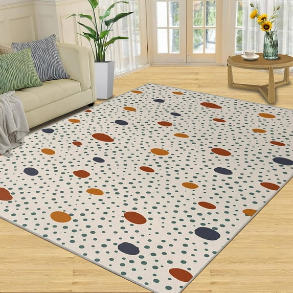 Colorful Spots Rug, Cute Cartoons Rugs for Bedroom, Kids Rug Non-Slip Low Pile Washable Carpet for Living Room Nursery Study Room Gaming Room Kindergarten 4x6ft