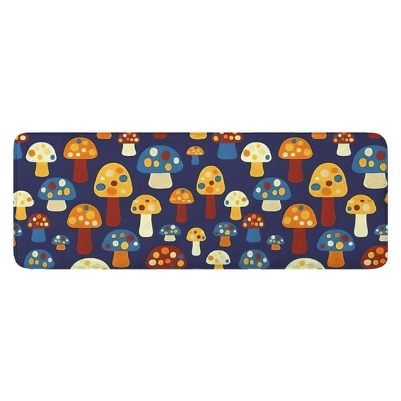 Colorful Spotted Mushroom Dark Blue Pattern Kitchen Rug Mat,Kitchen Runner Rugs Non Skid Washable,Decorative Kitchen Floor Mats for Kitchen,Sink,Laundry,17"x47.2"