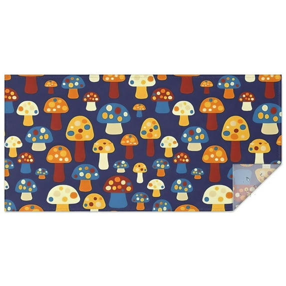 Colorful Spotted Mushroom Dark Blue Pattern Rectangle Tablecloth 60"x120",Waterproof Polyester Rectangle Table Cloth, Wipeable Spillproof Polyester Tablecloth for Dining, Camping, Indoor and Outdoor