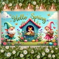 thumbnail image 1 of Colorful Spring Banner Gnome Flower Backdrop Butterfly Tulip Garden Background for Spring Celebration Garden Party Easter Decoration, 1 of 9