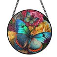 thumbnail image 1 of Colorful Spring Butterfly Suncatcher Stained Glass Style UV Printed Glass Mother Day Gift Round, 1 of 8