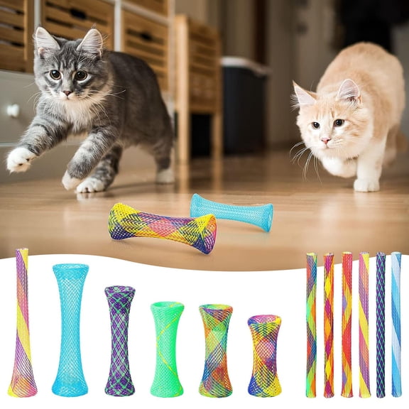 Colorful Spring Cat Toy Stretchable Elastic Nibbling Tube Interactive Scratching Chewing Play Toy for Indoor Cats Kittens Random Color