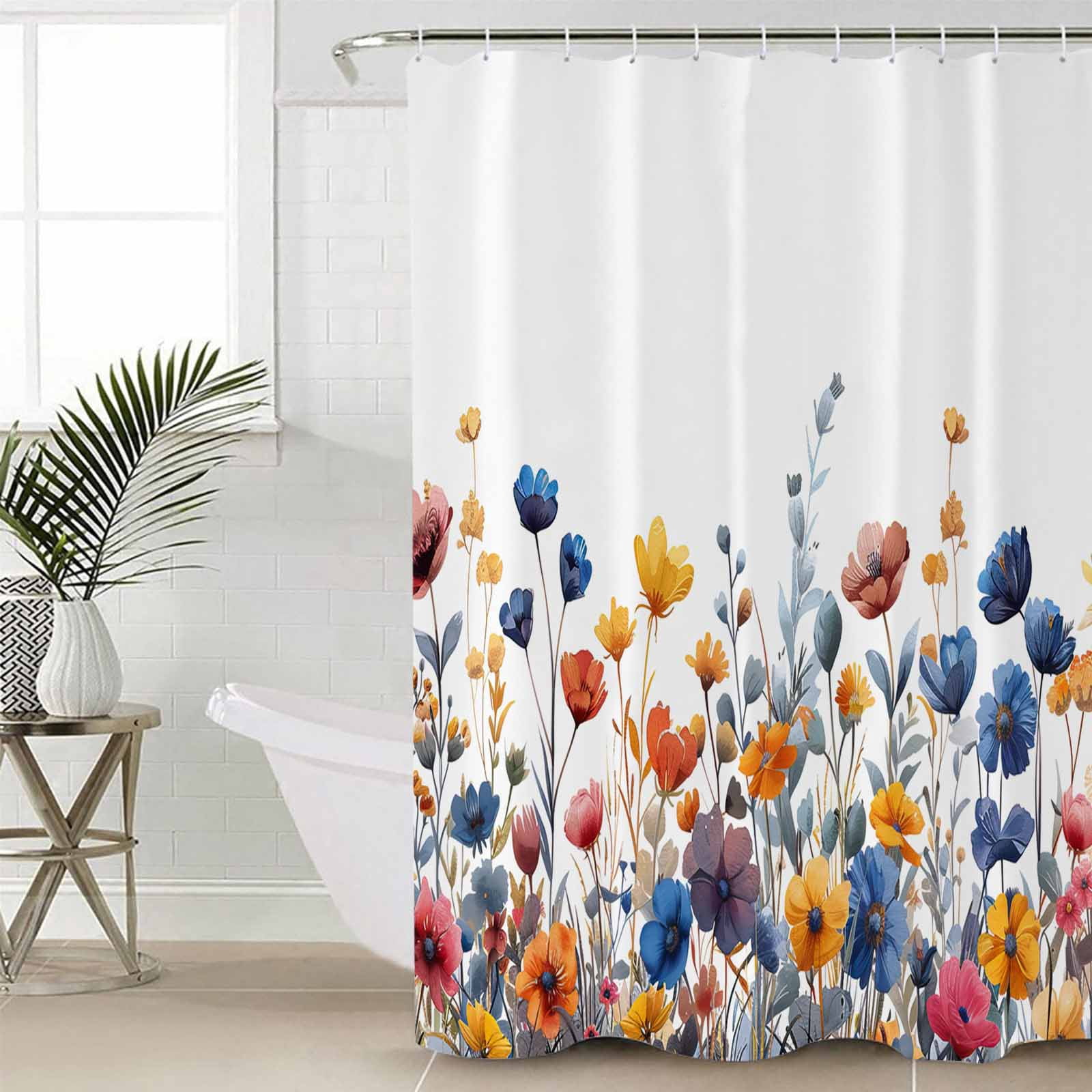 Colorful Spring Floral Bathroom Curtain 72 Inch Shower Stall Curtain