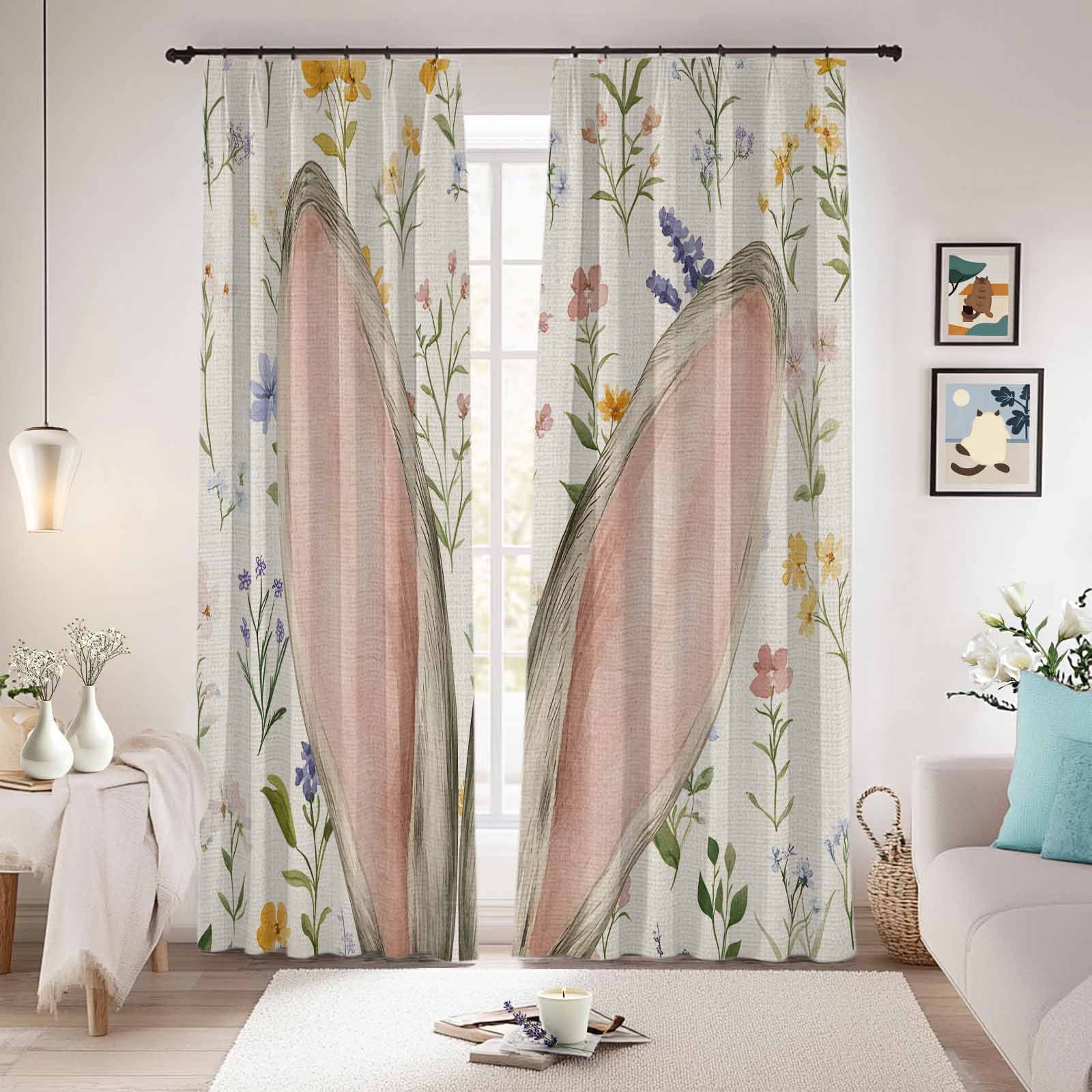 Colorful Spring Floral Blackout Curtains for Bedroom/Living Room, Pinch ...