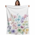 thumbnail image 1 of Colorful Spring Floral Blanket Soft Cozy Warm Throw Blanket for Couch, Plush Fuzzy Flannel Fleece Blankets for Sofa, Farmhouse Flowers Modern Art Bed Blankets Lightweight Gifts for Women, 50"x60", 1 of 9