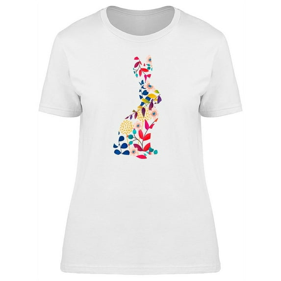 Colorful Spring Floral Bunny T-Shirt Women -Image by Shutterstock, Female Medium