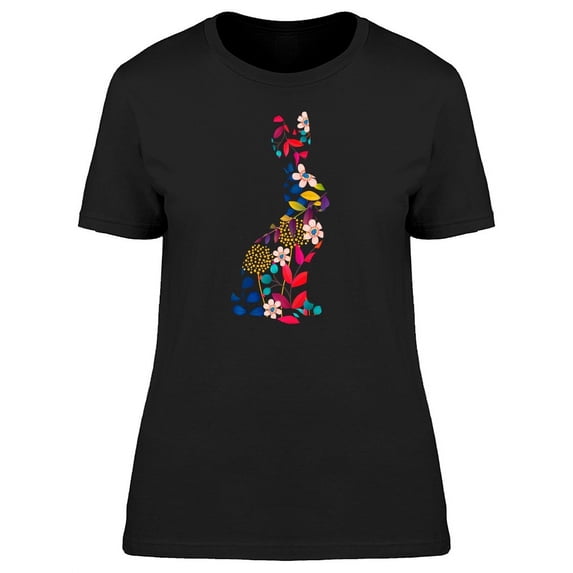 Colorful Spring Floral Bunny T-Shirt Women -Image by Shutterstock, Female XX-Large